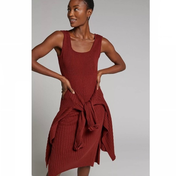 Anthropologie Colleen Ribbed Dress Sweater Cardigan Set - Picture 3 of 12